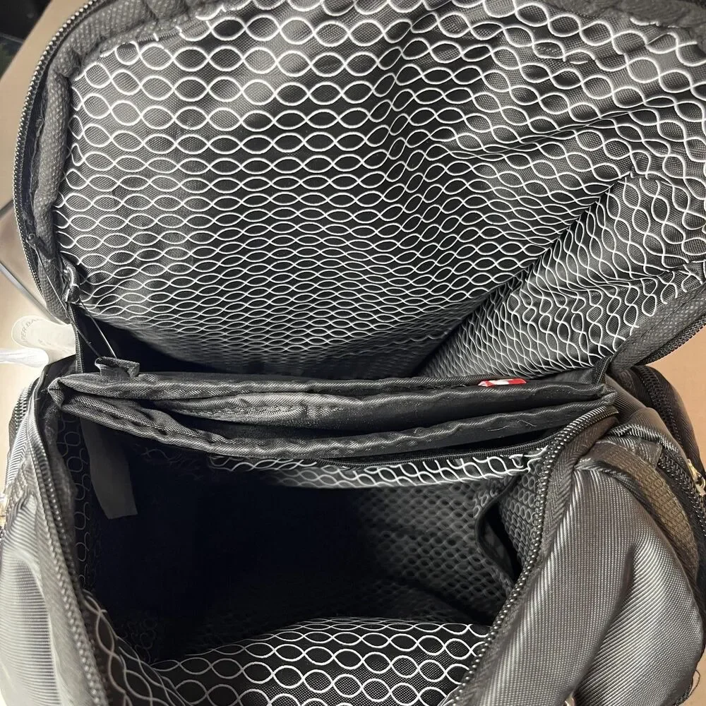 Fisher Price Deluxe Baby Sporty Dark Gray Diaper Bag Backpack Fast Finder New